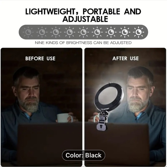 NIB Video Conferencing Lighting Ring Zoom Call Lighting Computer Laptop Light - Picture 3 of 6